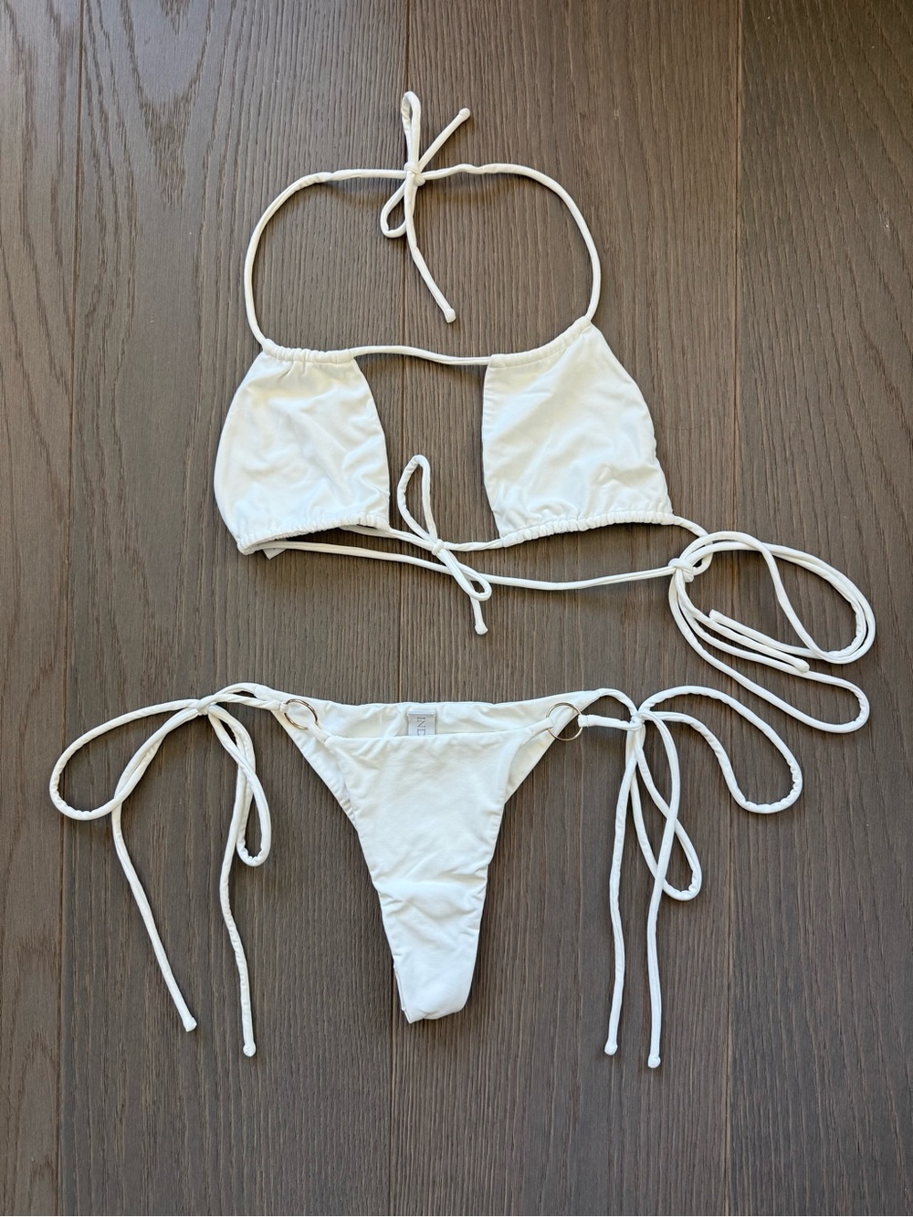 Indah White Triangle String Bikini - Picture 8 of 9